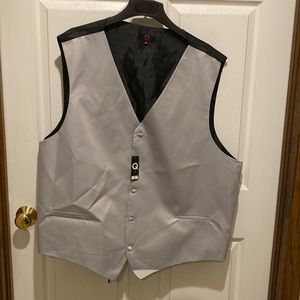 Dressy vest new with tags. Gray front with silk black back